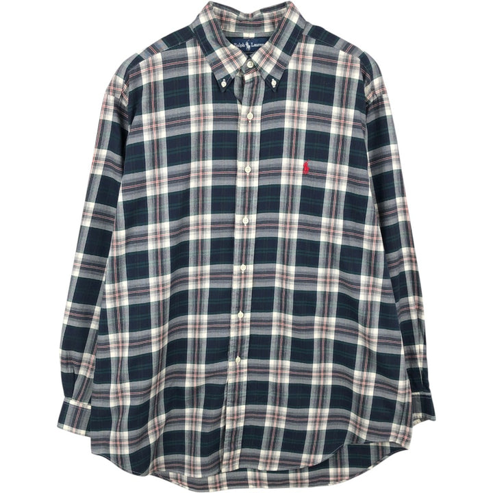 Ralph Lauren BLAKE long sleeve button down check shirt, men's size L cotton black type Vintage Second Hand