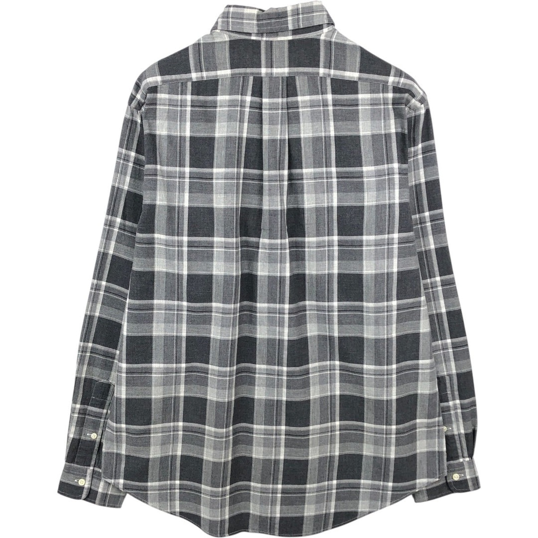 Ralph Lauren CUSTOM FIT long sleeve button down check shirt, men's size L cotton Charcoal Vintage Second Hand