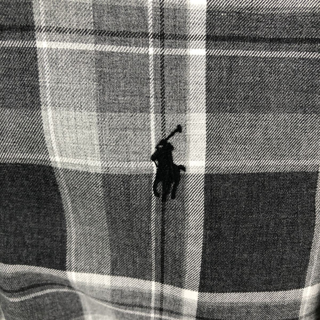 Ralph Lauren CUSTOM FIT long sleeve button down check shirt, men's size L cotton Charcoal Vintage Second Hand