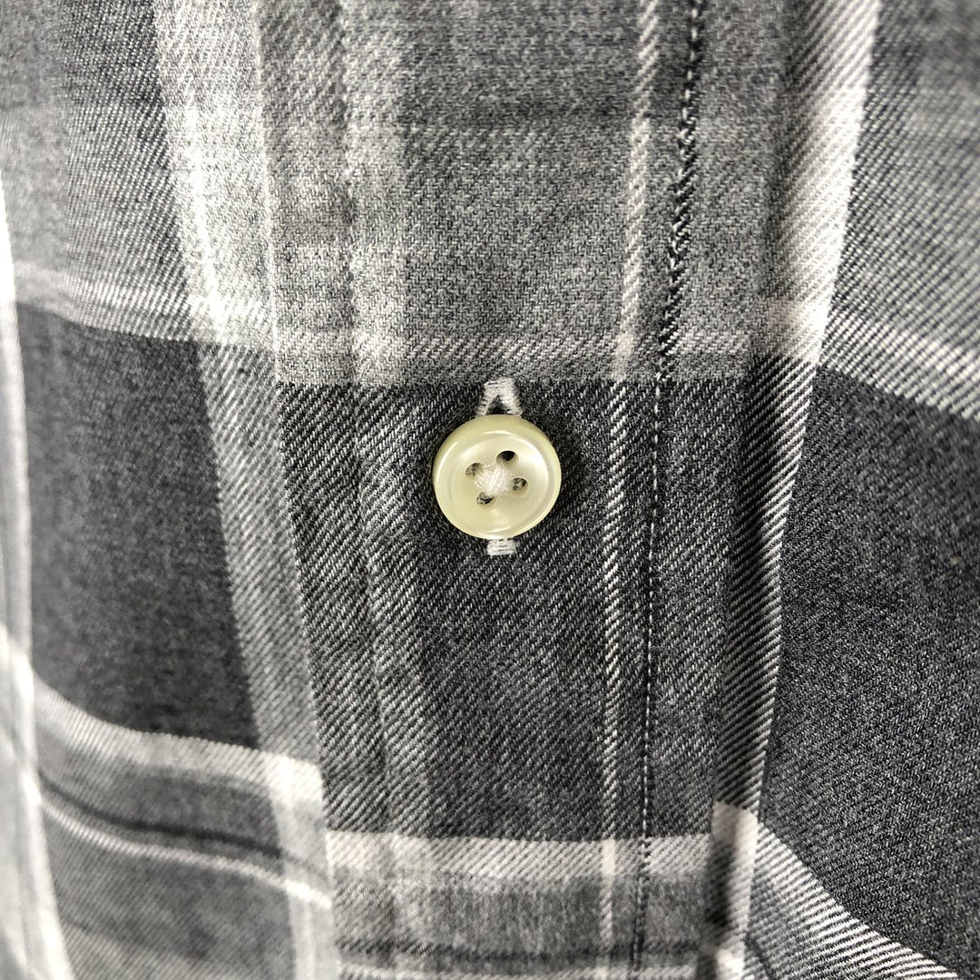 Ralph Lauren CUSTOM FIT long sleeve button down check shirt, men's size L cotton Charcoal Vintage Second Hand