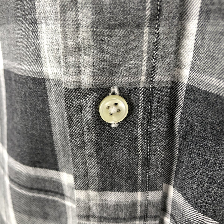 Ralph Lauren CUSTOM FIT long sleeve button down check shirt, men's size L cotton Charcoal Vintage Second Hand