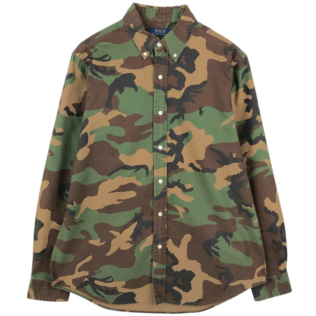 Ralph Lauren POLO RALPH LAUREN CLASSIC FIT Camouflage Pattern Long-Sleeve Button-Down Shirt, Men's Size L (approx.) cotton brown type Vintage Second Hand