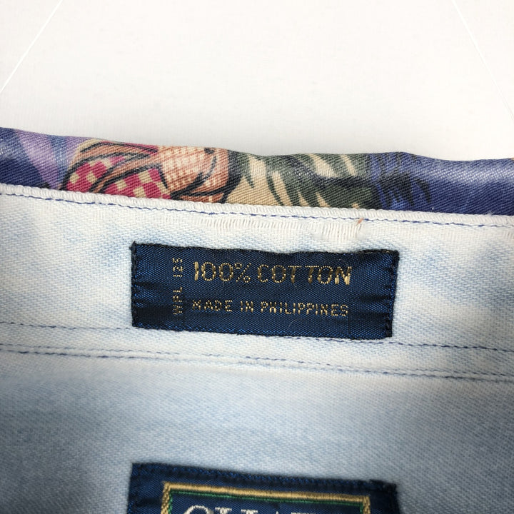 Vintage 1980'S Ralph Lauren Chaps all-over print long-sleeve button-down shirt, size L, men's cotton blue type Vintage Second Hand