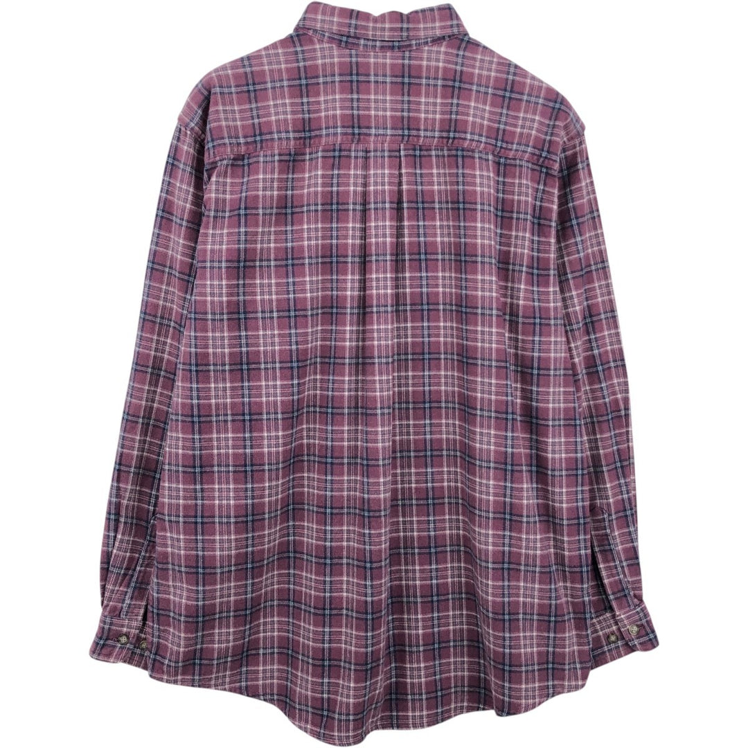 90s-00'S LLBean Long-Sleeve Button-Down Flannel Check Shirt, Made in Canada, Men's Size L (approx.) cotton Red type red-purple Vintage Second Hand