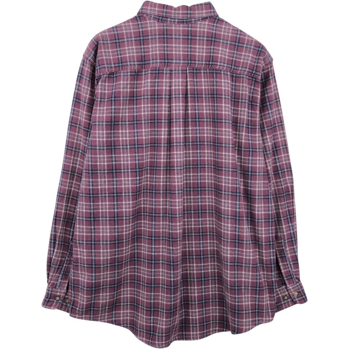 90s-00'S LLBean Long-Sleeve Button-Down Flannel Check Shirt, Made in Canada, Men's Size L (approx.) cotton Red type red-purple Vintage Second Hand
