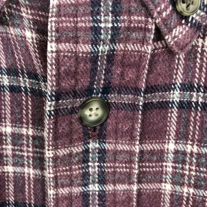 90s-00'S LLBean Long-Sleeve Button-Down Flannel Check Shirt, Made in Canada, Men's Size L (approx.) cotton Red type red-purple Vintage Second Hand