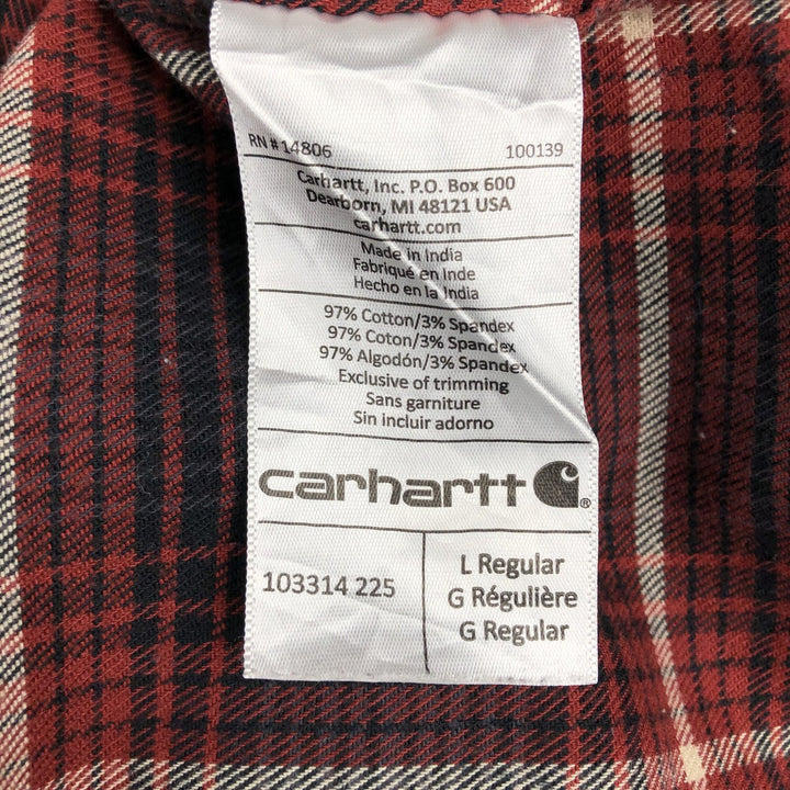 Carhartt Relaxed Fit Long Sleeve Button Down Light Flannel Check Shirt, Men's Size L cotton red type Vintage Second Hand