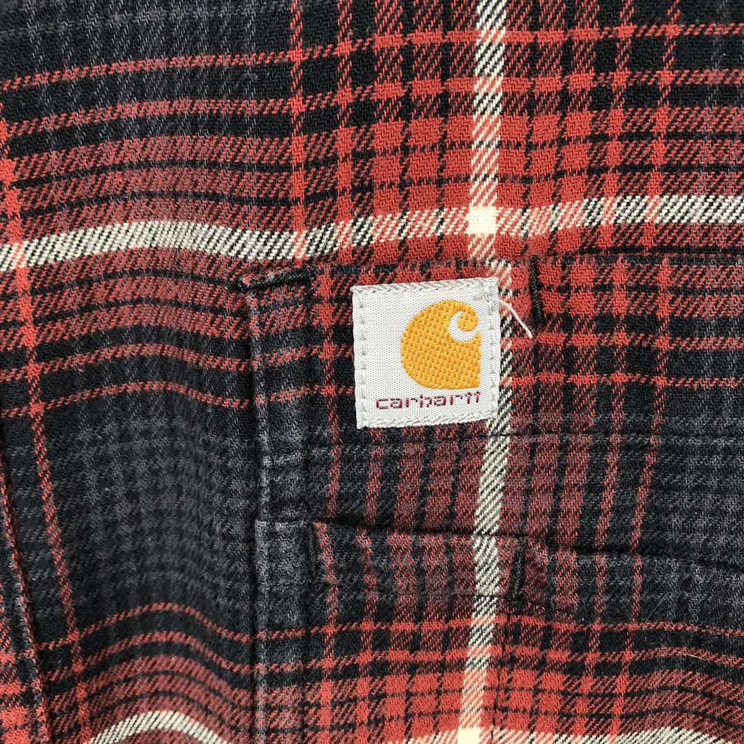 Carhartt Relaxed Fit Long Sleeve Button Down Light Flannel Check Shirt, Men's Size L cotton red type Vintage Second Hand