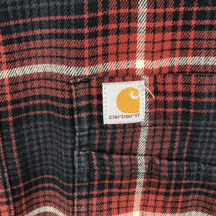 Carhartt Relaxed Fit Long Sleeve Button Down Light Flannel Check Shirt, Men's Size L cotton red type Vintage Second Hand