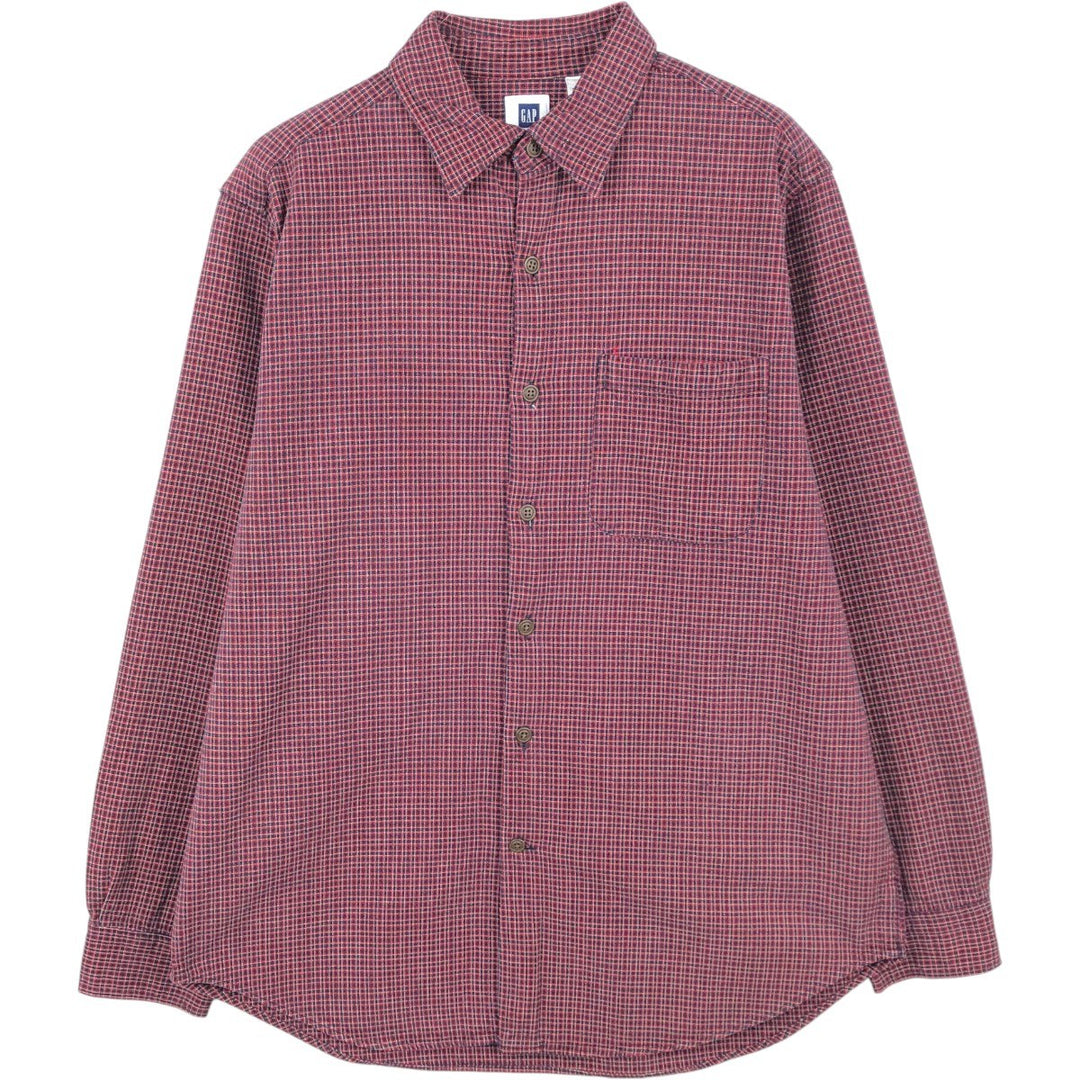 GAP Long-Sleeve Flannel Check Shirt, Men's Size M (Equivalent), Vintage cotton red type Vintage Second Hand