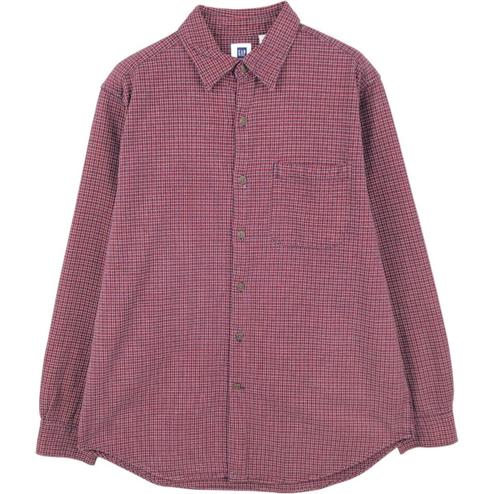 GAP Long-Sleeve Flannel Check Shirt, Men's Size M (Equivalent), Vintage cotton red type Vintage Second Hand