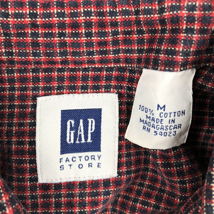 GAP Long-Sleeve Flannel Check Shirt, Men's Size M (Equivalent), Vintage cotton red type Vintage Second Hand
