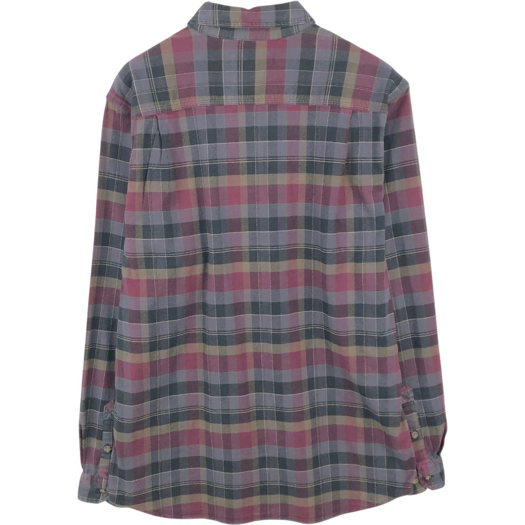 Carhartt Relaxed Fit Long Sleeve Button Down Light Flannel Check Shirt, Men's Size L cotton Charcoal Vintage Second Hand