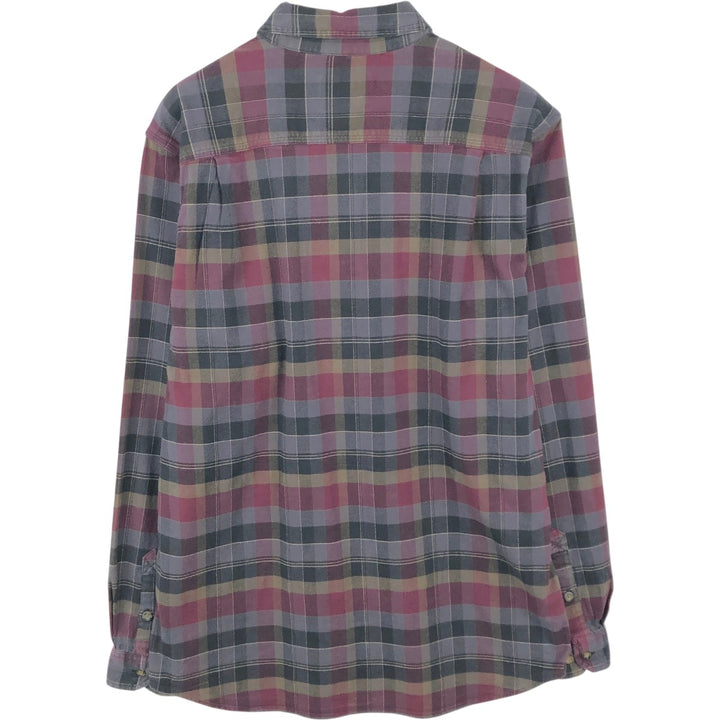 Carhartt Relaxed Fit Long Sleeve Button Down Light Flannel Check Shirt, Men's Size L cotton Charcoal Vintage Second Hand