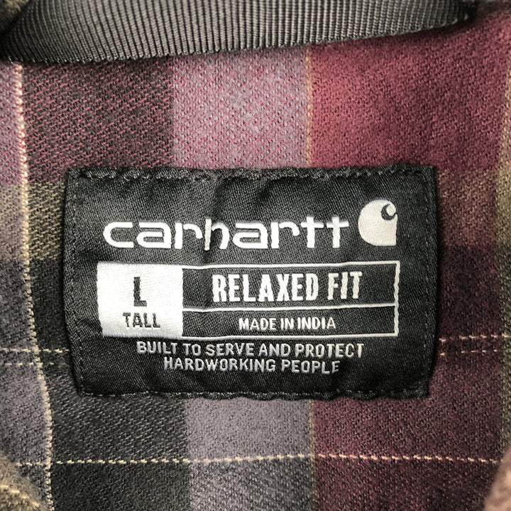 Carhartt Relaxed Fit Long Sleeve Button Down Light Flannel Check Shirt, Men's Size L cotton Charcoal Vintage Second Hand
