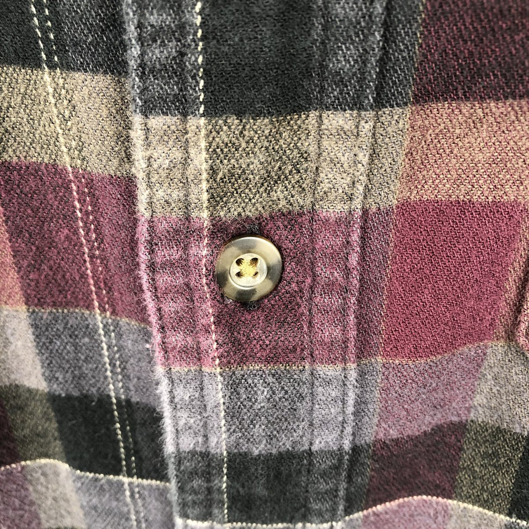 Carhartt Relaxed Fit Long Sleeve Button Down Light Flannel Check Shirt, Men's Size L cotton Charcoal Vintage Second Hand
