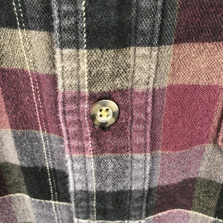 Carhartt Relaxed Fit Long Sleeve Button Down Light Flannel Check Shirt, Men's Size L cotton Charcoal Vintage Second Hand