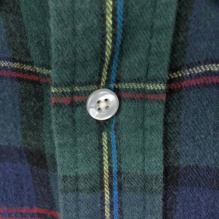 Vintage 80s-90'S L.L.Bean long-sleeved button-down light flannel check shirt, men's size XL equivalent. cotton green type Vintage Second Hand