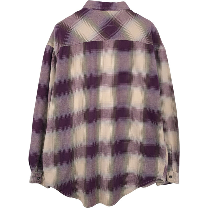 90'S Levi's Ombre Check Long-Sleeve Flannel Check Shirt, Men's Size XL (Equivalent), Vintage cotton Purple type red-purple Vintage Second Hand