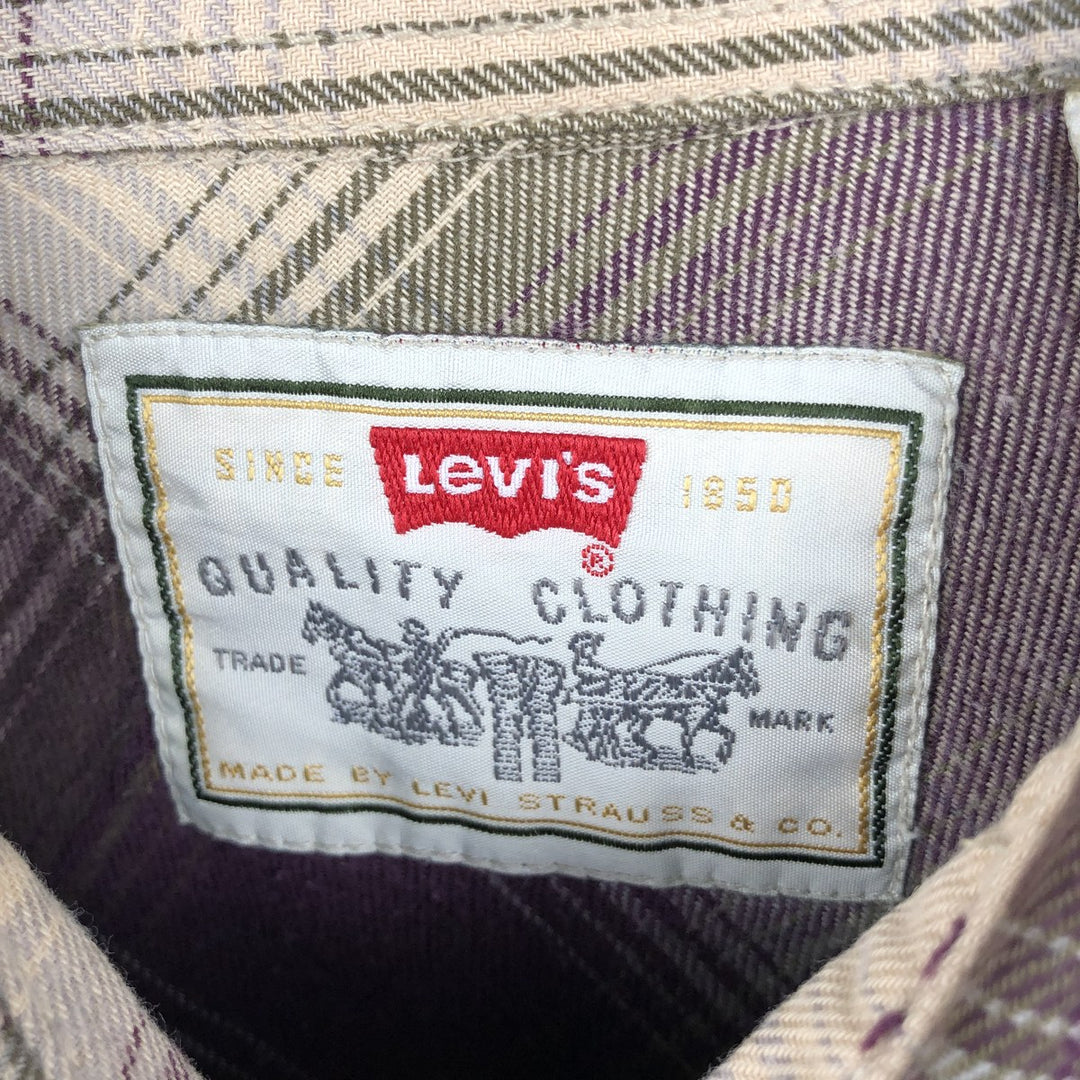 90'S Levi's Ombre Check Long-Sleeve Flannel Check Shirt, Men's Size XL (Equivalent), Vintage cotton Purple type red-purple Vintage Second Hand