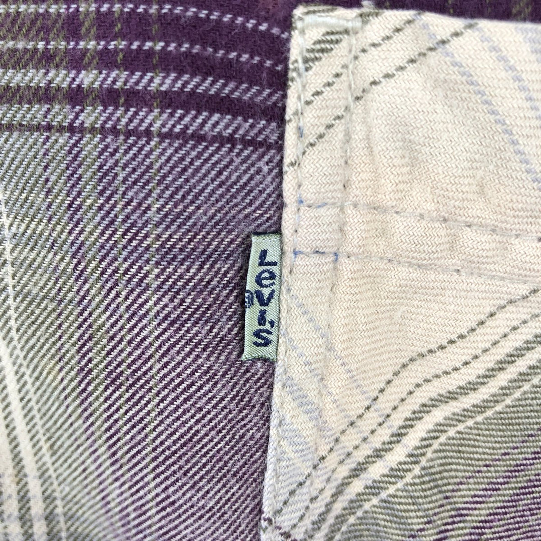 90'S Levi's Ombre Check Long-Sleeve Flannel Check Shirt, Men's Size XL (Equivalent), Vintage cotton Purple type red-purple Vintage Second Hand