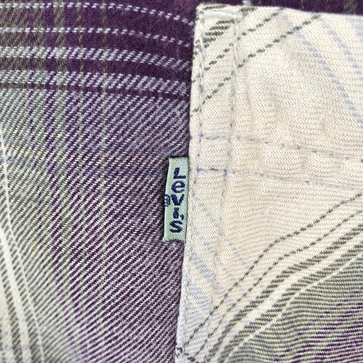 90'S Levi's Ombre Check Long-Sleeve Flannel Check Shirt, Men's Size XL (Equivalent), Vintage cotton Purple type red-purple Vintage Second Hand