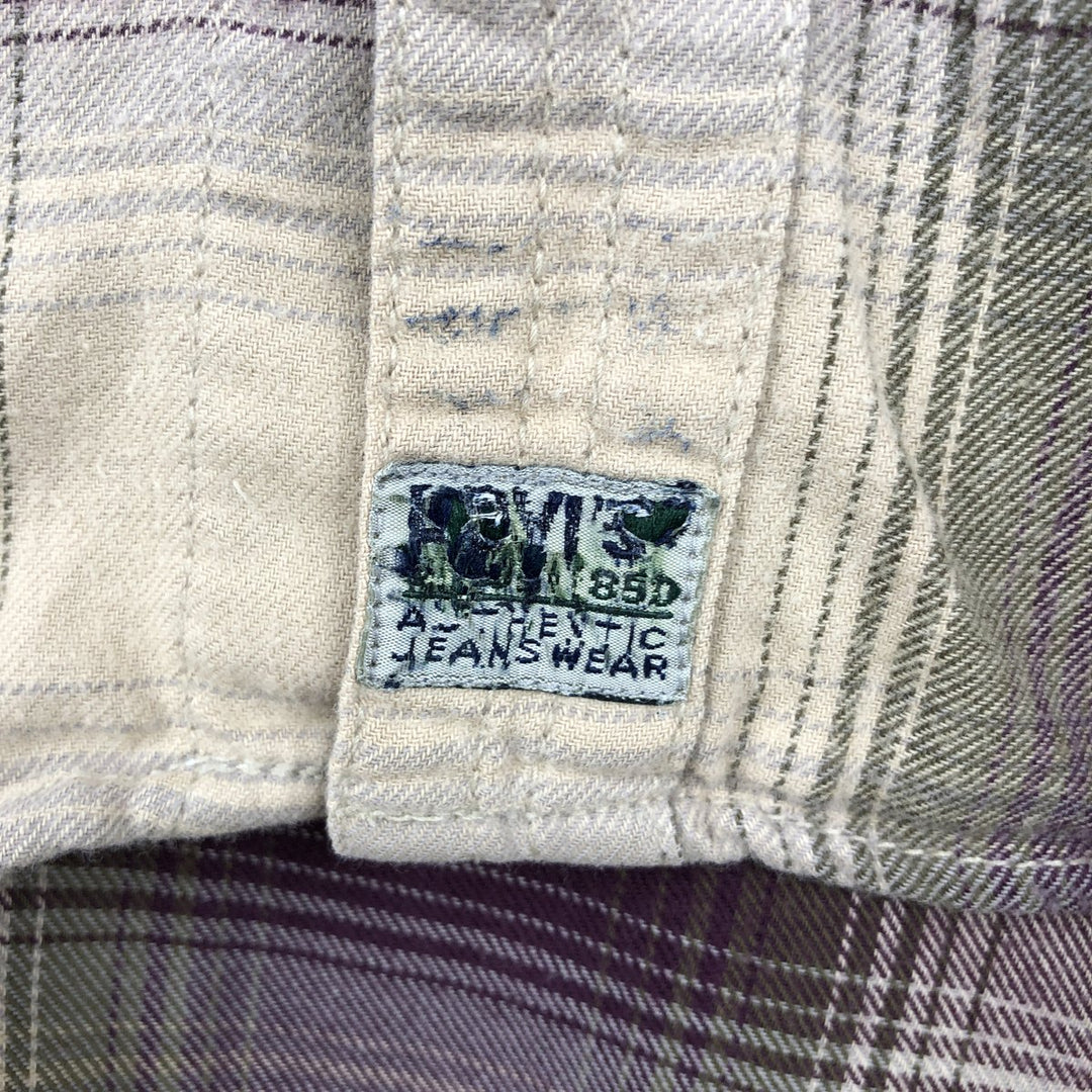90'S Levi's Ombre Check Long-Sleeve Flannel Check Shirt, Men's Size XL (Equivalent), Vintage cotton Purple type red-purple Vintage Second Hand