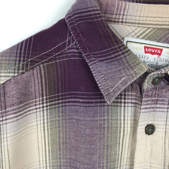 90'S Levi's Ombre Check Long-Sleeve Flannel Check Shirt, Men's Size XL (Equivalent), Vintage cotton Purple type red-purple Vintage Second Hand