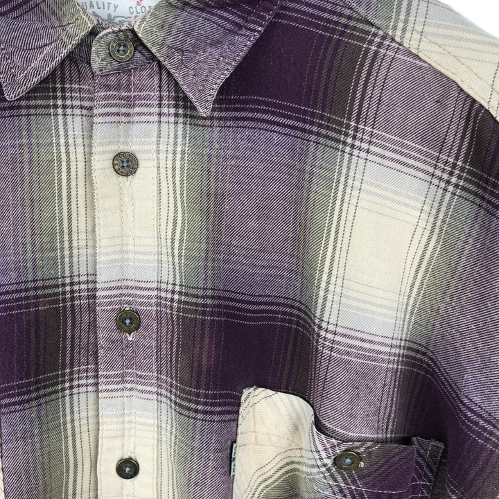 90'S Levi's Ombre Check Long-Sleeve Flannel Check Shirt, Men's Size XL (Equivalent), Vintage cotton Purple type red-purple Vintage Second Hand