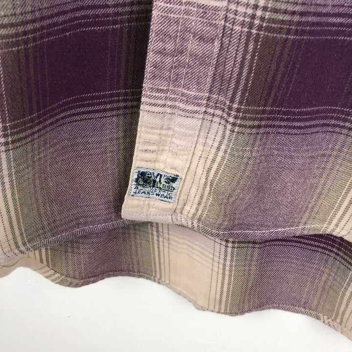90'S Levi's Ombre Check Long-Sleeve Flannel Check Shirt, Men's Size XL (Equivalent), Vintage cotton Purple type red-purple Vintage Second Hand