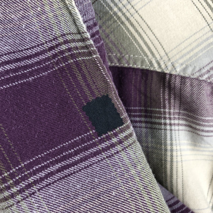 90'S Levi's Ombre Check Long-Sleeve Flannel Check Shirt, Men's Size XL (Equivalent), Vintage cotton Purple type red-purple Vintage Second Hand