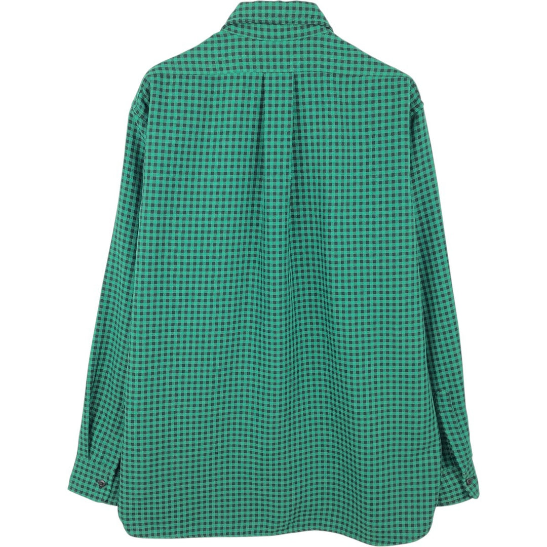 Vintage 80s-90'S LLBean long-sleeved flannel check shirt, men's size XL equivalent. unclear green type Vintage Second Hand