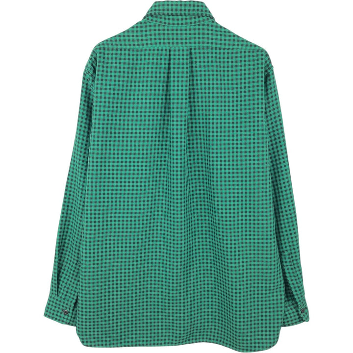 Vintage 80s-90'S LLBean long-sleeved flannel check shirt, men's size XL equivalent. unclear green type Vintage Second Hand