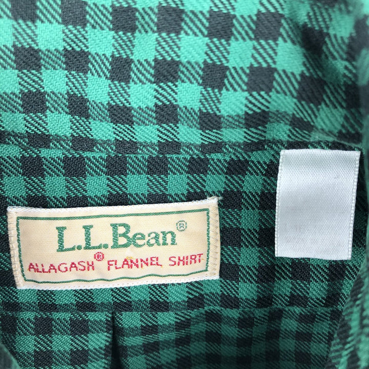 Vintage 80s-90'S LLBean long-sleeved flannel check shirt, men's size XL equivalent. unclear green type Vintage Second Hand