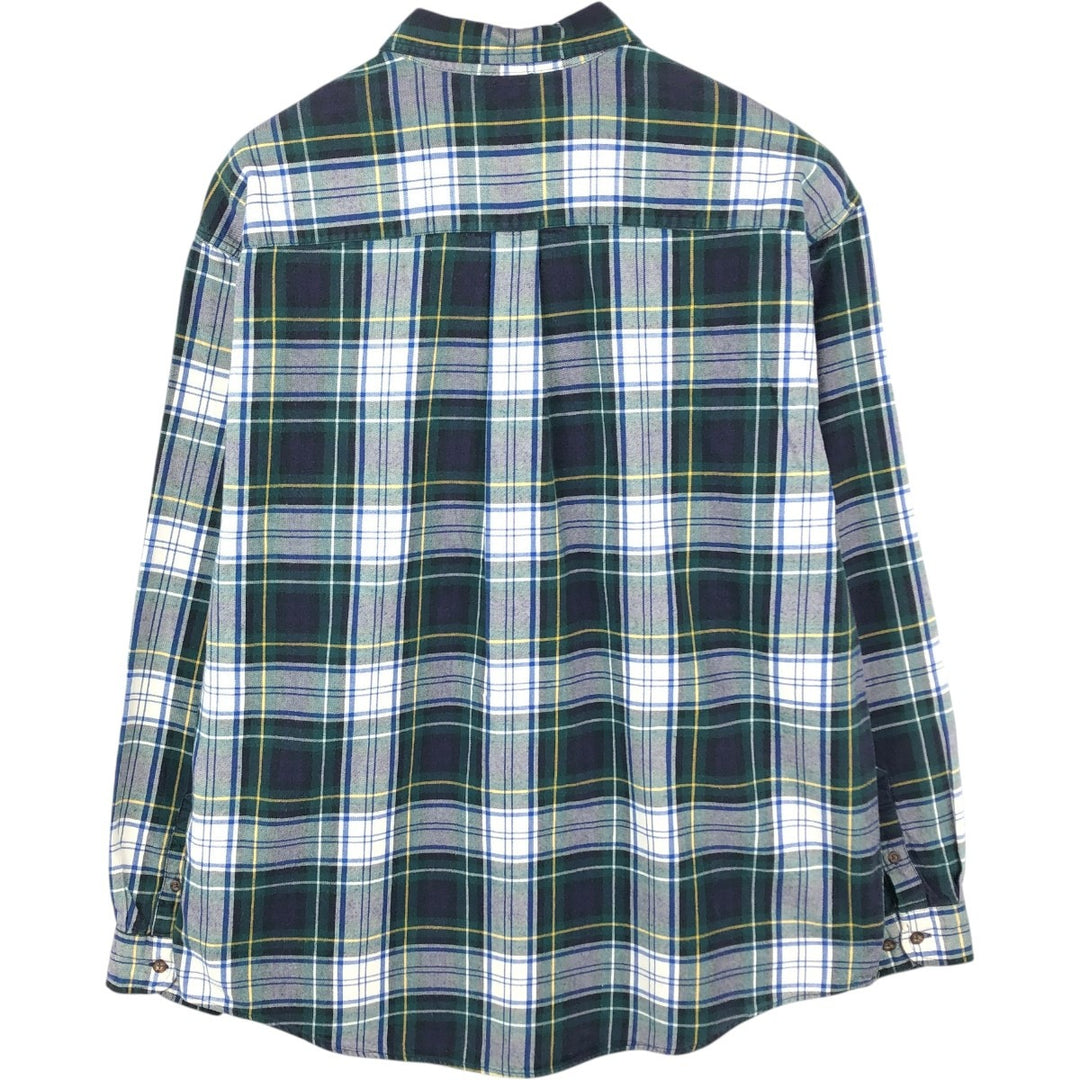 Eddie Bauer Long Sleeve Button Down Flannel Check Shirt, Men's Size L cotton Green type dark green Vintage Second Hand