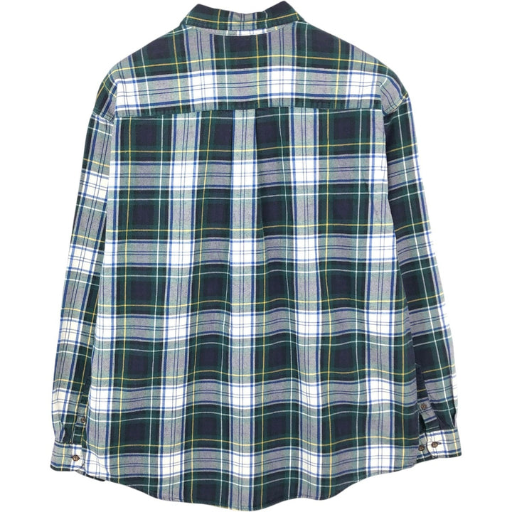 Eddie Bauer Long Sleeve Button Down Flannel Check Shirt, Men's Size L cotton Green type dark green Vintage Second Hand