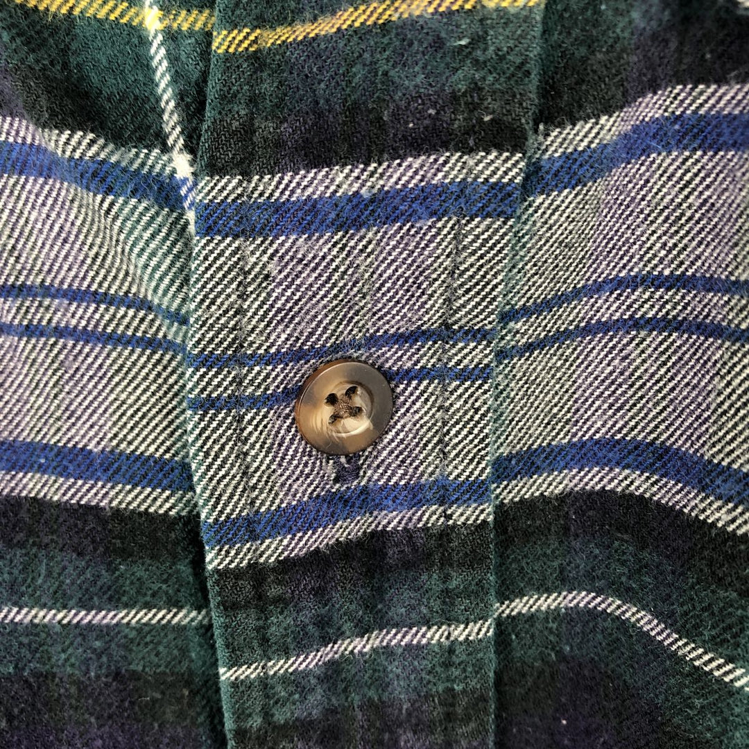 Eddie Bauer Long Sleeve Button Down Flannel Check Shirt, Men's Size L cotton Green type dark green Vintage Second Hand