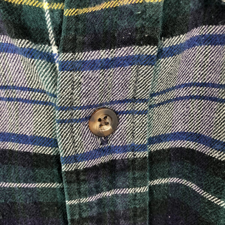 Eddie Bauer Long Sleeve Button Down Flannel Check Shirt, Men's Size L cotton Green type dark green Vintage Second Hand