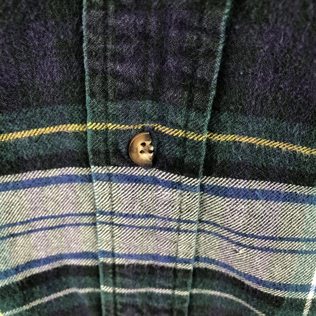 Eddie Bauer Long Sleeve Button Down Flannel Check Shirt, Men's Size L cotton Green type dark green Vintage Second Hand