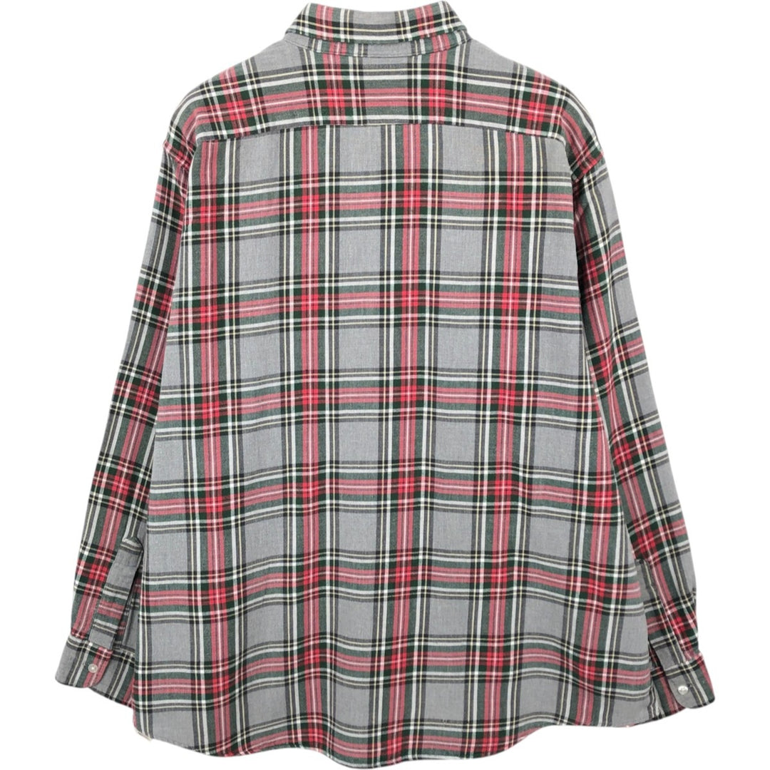 70s-80'S LL Bean Long-Sleeve Button-Down Light Flannel Check Shirt, Made in USA, Men's XL (approx.) Vintage cotton gray type Vintage Second Hand