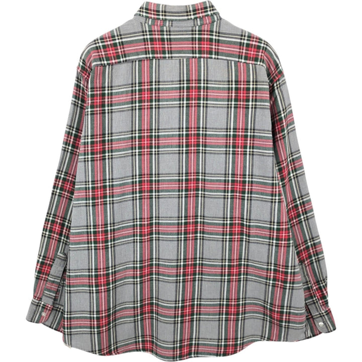 70s-80'S LL Bean Long-Sleeve Button-Down Light Flannel Check Shirt, Made in USA, Men's XL (approx.) Vintage cotton gray type Vintage Second Hand