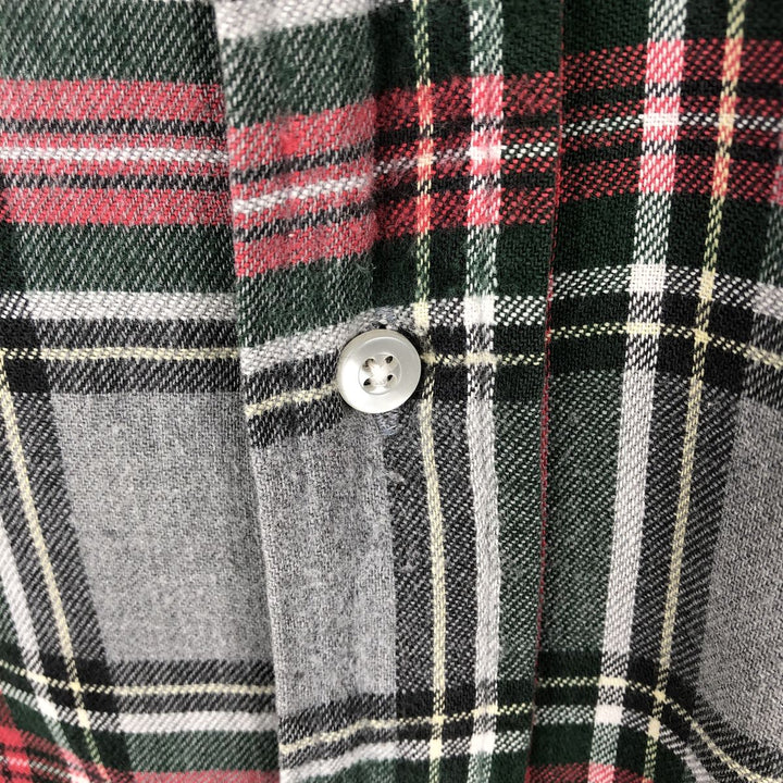 70s-80'S LL Bean Long-Sleeve Button-Down Light Flannel Check Shirt, Made in USA, Men's XL (approx.) Vintage cotton gray type Vintage Second Hand