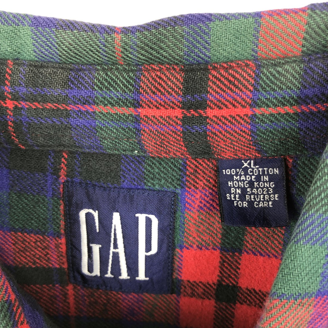 90'S GAP Vintage Long Sleeve Flannel Check Shirt, Men's XL cotton red type Vintage Second Hand