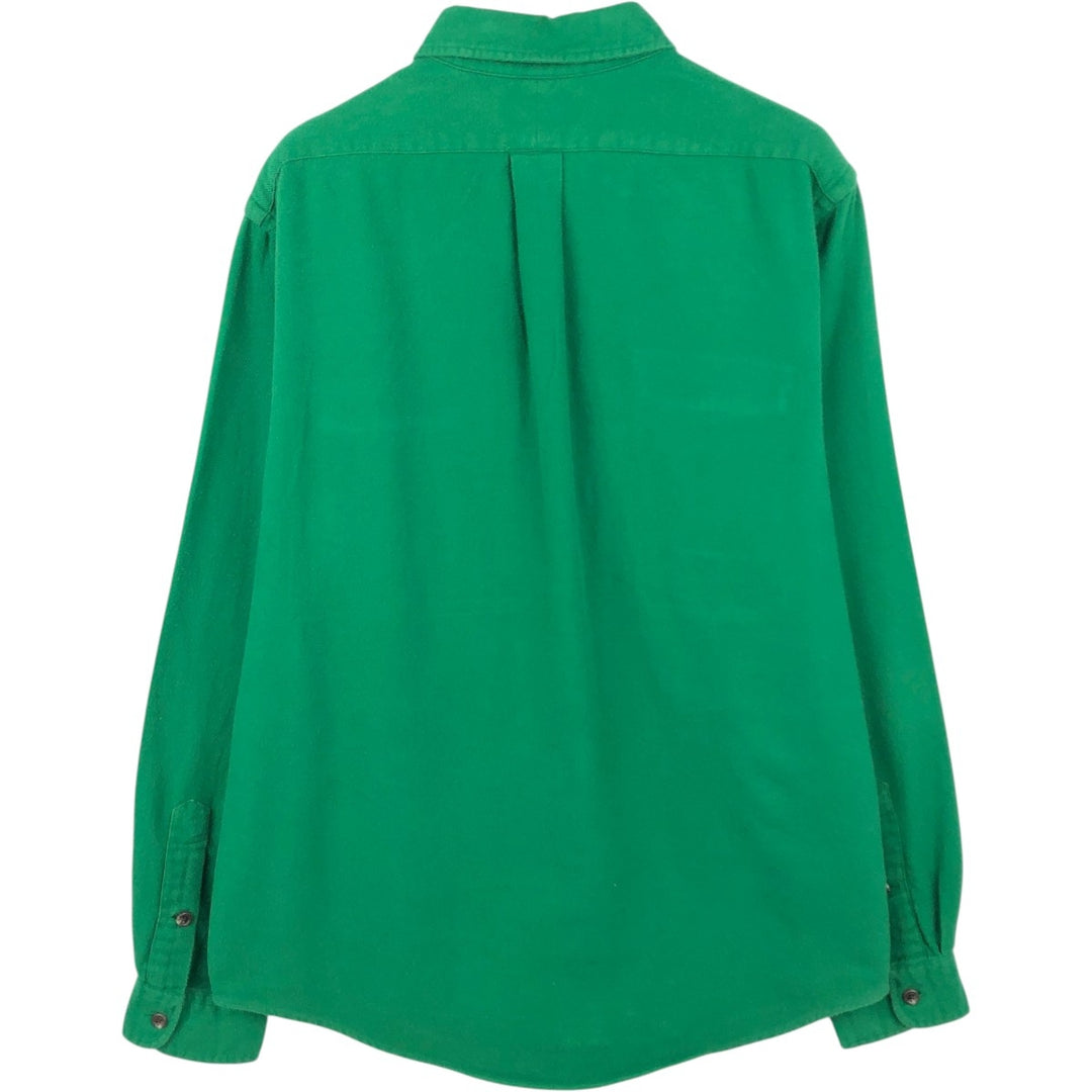 Ralph Lauren POLO by Ralph Lauren Long-Sleeve Chamois Cloth Shirt, Men's Size L (approx.) cotton green type Vintage Second Hand