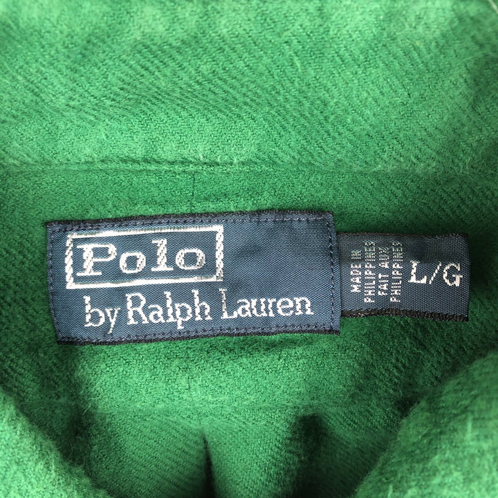 Ralph Lauren POLO by Ralph Lauren Long-Sleeve Chamois Cloth Shirt, Men's Size L (approx.) cotton green type Vintage Second Hand