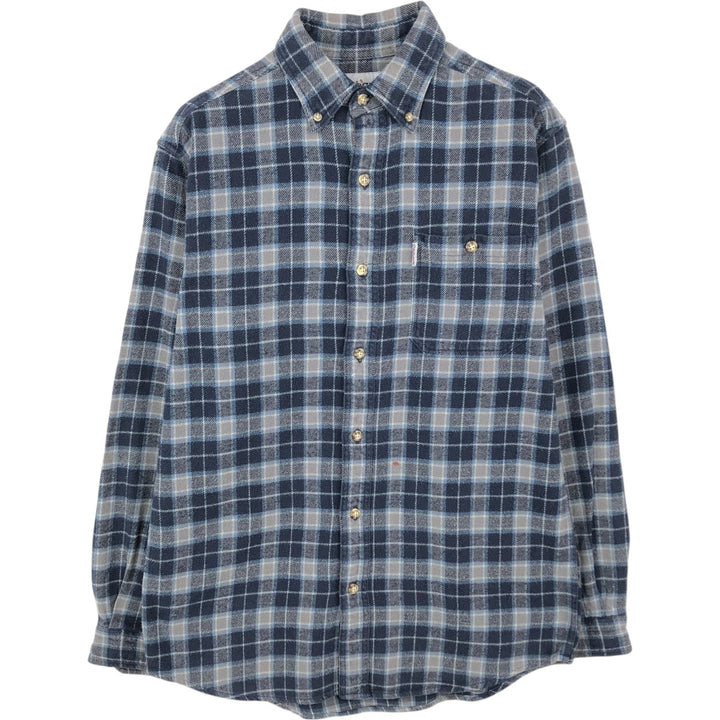 Carhartt long-sleeved button-down flannel check shirt, men's size M cotton Navy blue Vintage Second Hand