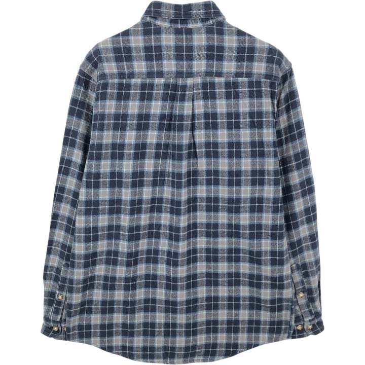 Carhartt long-sleeved button-down flannel check shirt, men's size M cotton Navy blue Vintage Second Hand