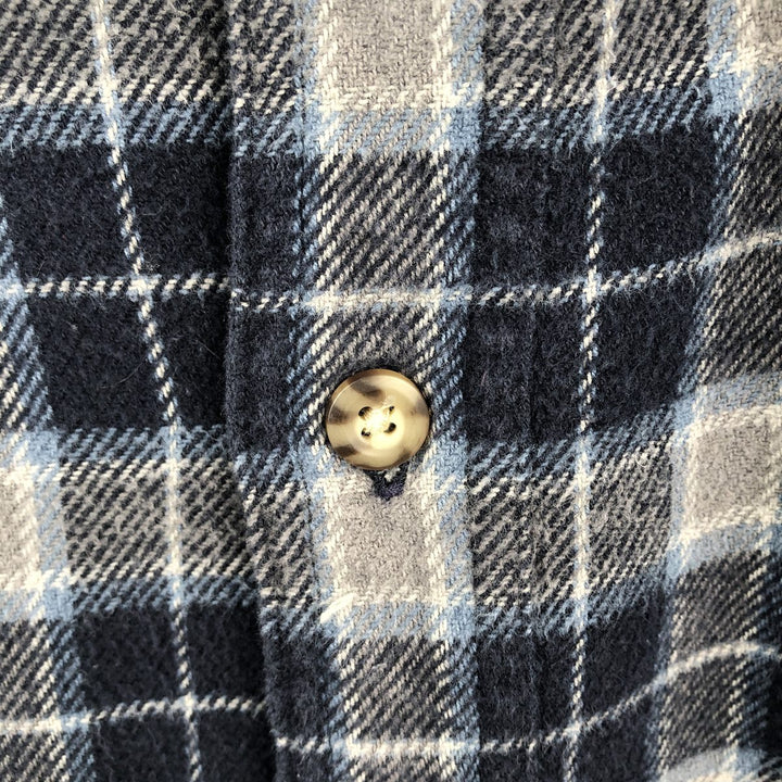 Carhartt long-sleeved button-down flannel check shirt, men's size M cotton Navy blue Vintage Second Hand
