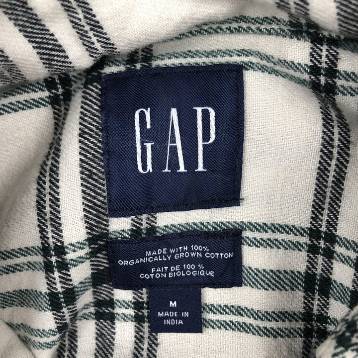 90'S GAP Vintage Long Sleeve Flannel Check Shirt, Men's Size Medium cotton white type Vintage Second Hand