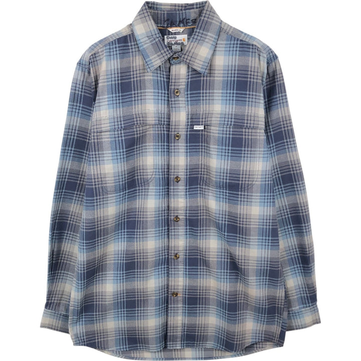 Carhartt Relaxed Fit Force Long-Sleeve Light Flannel Check Shirt, Men's Size M (approx.) cotton gray type Vintage Second Hand